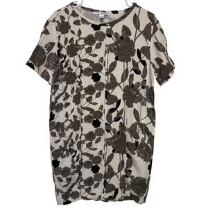 Diane Von Furstenberg Brenda Cocoon Dress Floral Pockets Black Cream Size 6 EUC